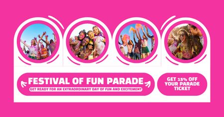 Template di design Incredibile parata del festival del divertimento con pass a costi ridotti Facebook AD