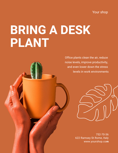 Ontwerpsjabloon van Poster 8.5x11in van Ecology Concept with Cactus in Cup