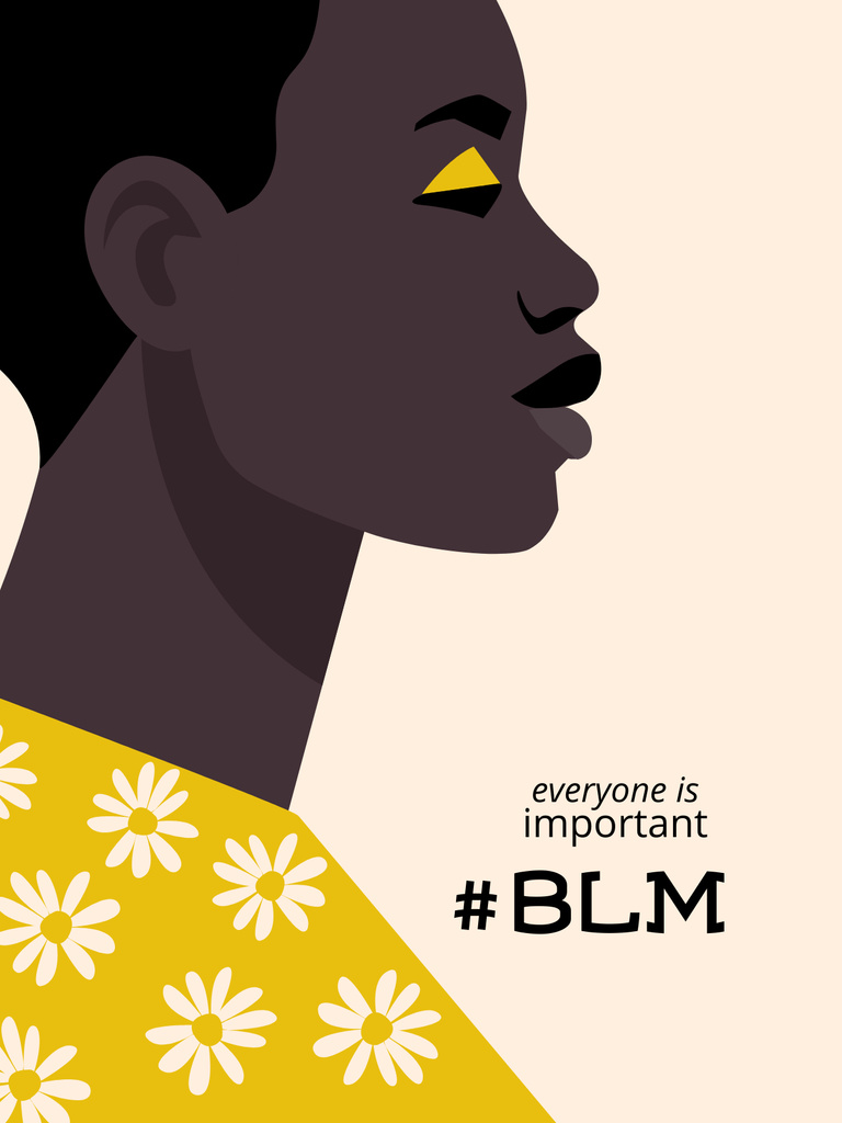 Protest against Racism with African American Woman in Yellow Poster USデザインテンプレート