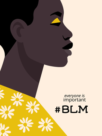 Designvorlage Protest gegen Rassismus mit afroamerikanischer Frau in Gelb für Poster US