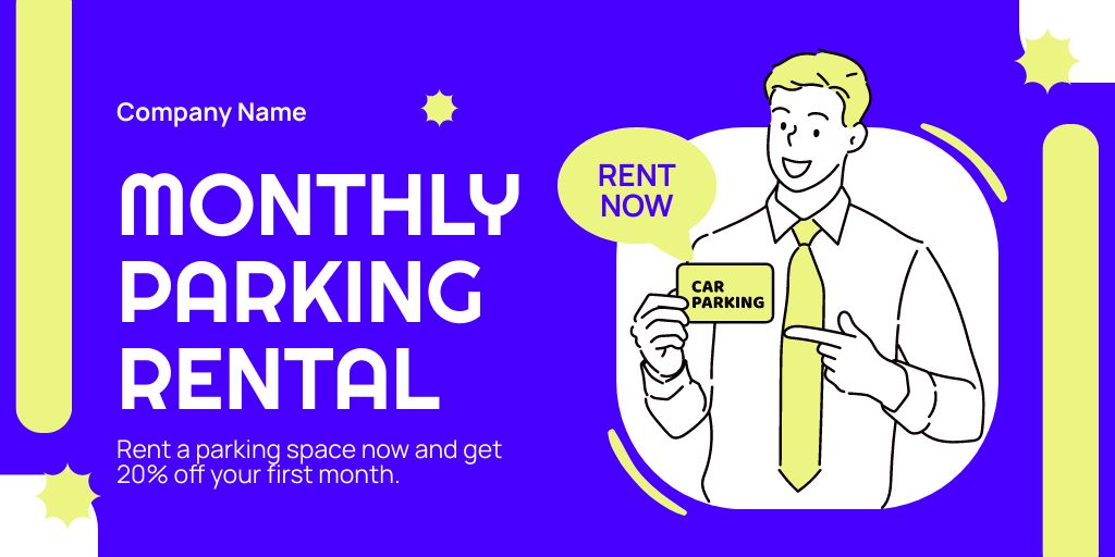 Plantilla de diseño de Reduced Price for Monthly Rental of Parking Space Twitter 