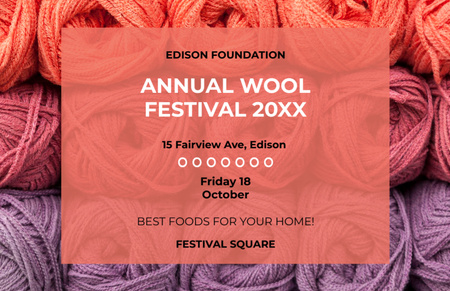 Knitting Festival Announcement with Wool Yarn Skeins Flyer 5.5x8.5in Horizontal Design Template