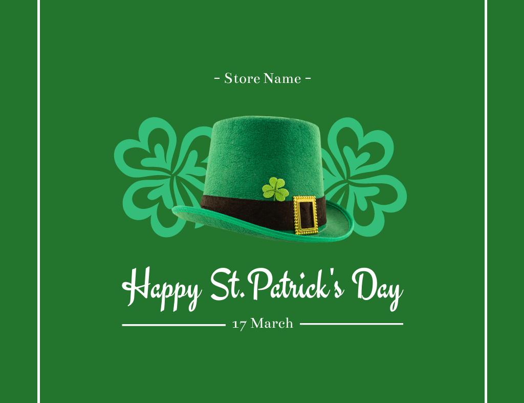 Template di design Happy and Lucky St. Patrick's Day Thank You Card 5.5x4in Horizontal