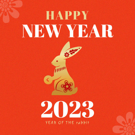 Cute New Year Greeting with Rabbit Instagram Design Template