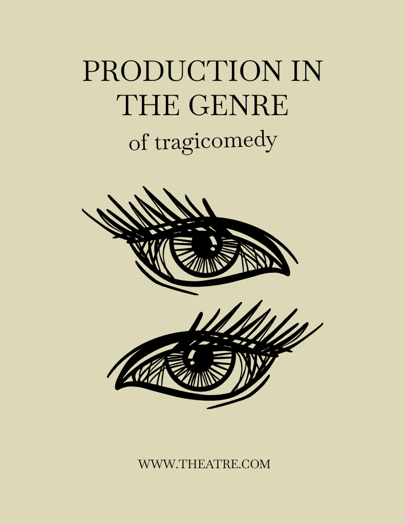 Dramatic Show Announcement with Illustration of Eyes Poster 8.5x11in Design Template