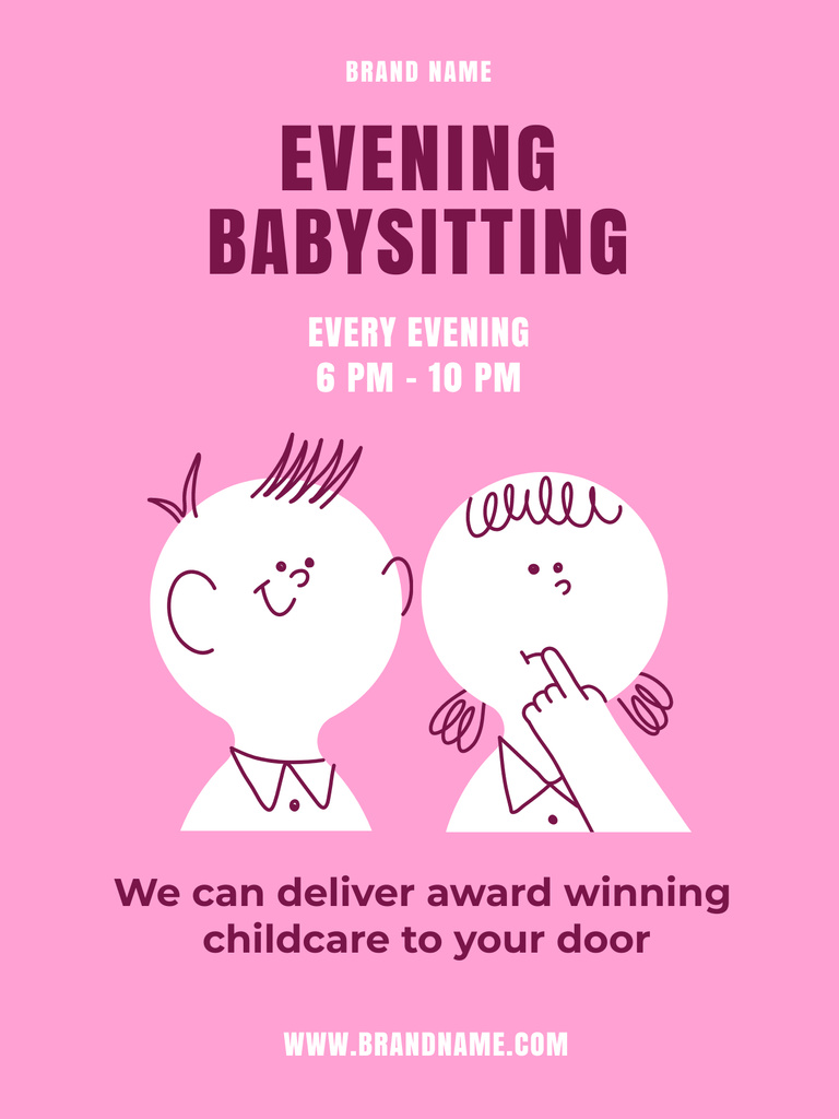 Offer of Evening Babysitting Services Poster US Design Template