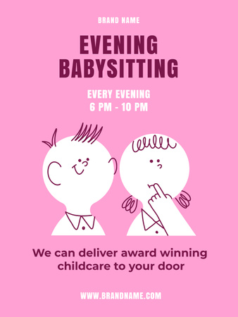 Platilla de diseño Offer of Evening Babysitting Services Poster US