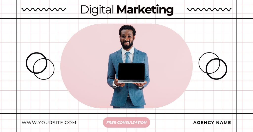 Digital Marketing Agency Promotion With Free Consultation Facebook ADデザインテンプレート