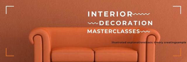 Interior Decoration Event Announcement Sofa in Red Twitter Modelo de Design