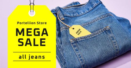 anúncio de mega venda de jeans Facebook AD Modelo de Design