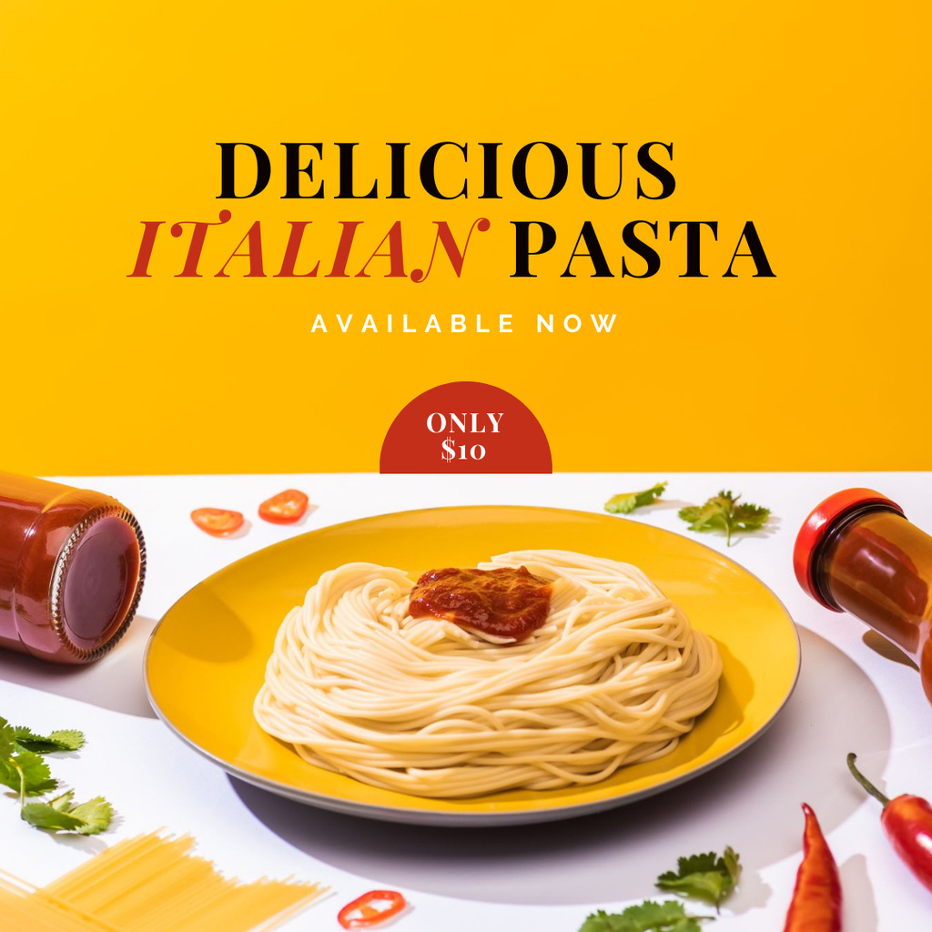 Special Offer for Delicious Italian Pasta Instagram Tasarım Şablonu