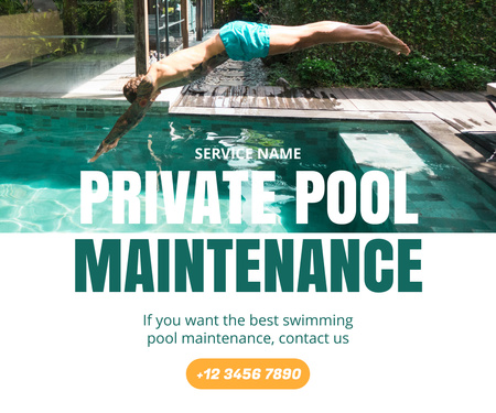 Specialized Private Pool Maintenance Services Large Rectangle Design Template