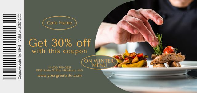 Discount Voucher Offer on Dish Coupon Din Large Design Template