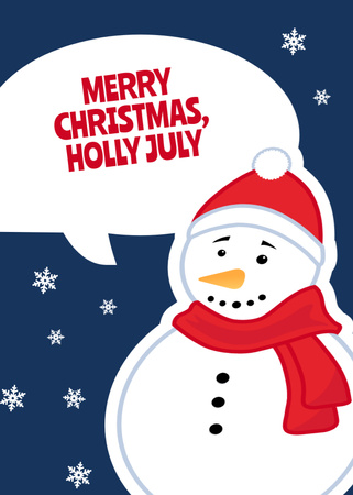 Ontwerpsjabloon van Postcard 5x7in Vertical van Lovely Snowman For Christmas In July Greetings