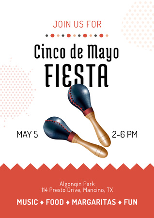 Announcement Of Celebration Cinco de Mayo With Music Poster A3 Design Template