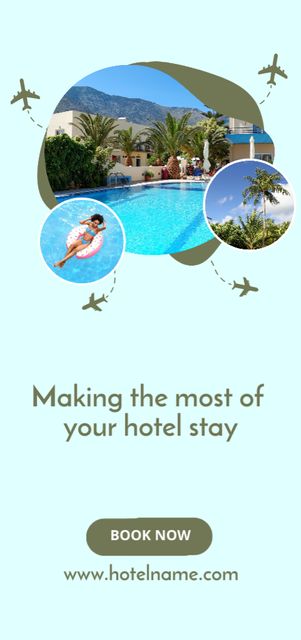 Luxury Hotel Ad with Woman in Swimming Pool Flyer DIN Large Design Template