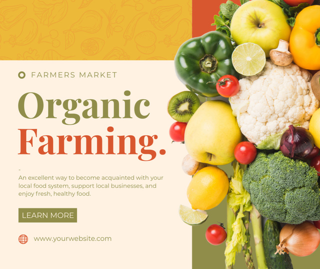 Designvorlage Farmers Market Offers Bright Fresh Vegetables für Facebook
