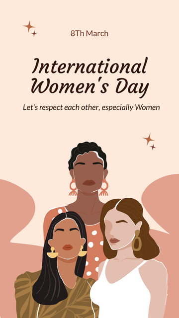 International Women's Day Celebration with Beautiful Women Illustration Instagram Story Design Template