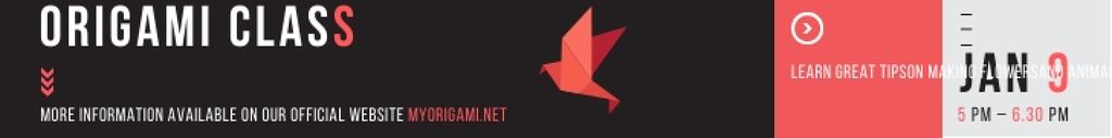 Ontwerpsjabloon van Leaderboard van Origami Classes Invitation Paper Bird in Red