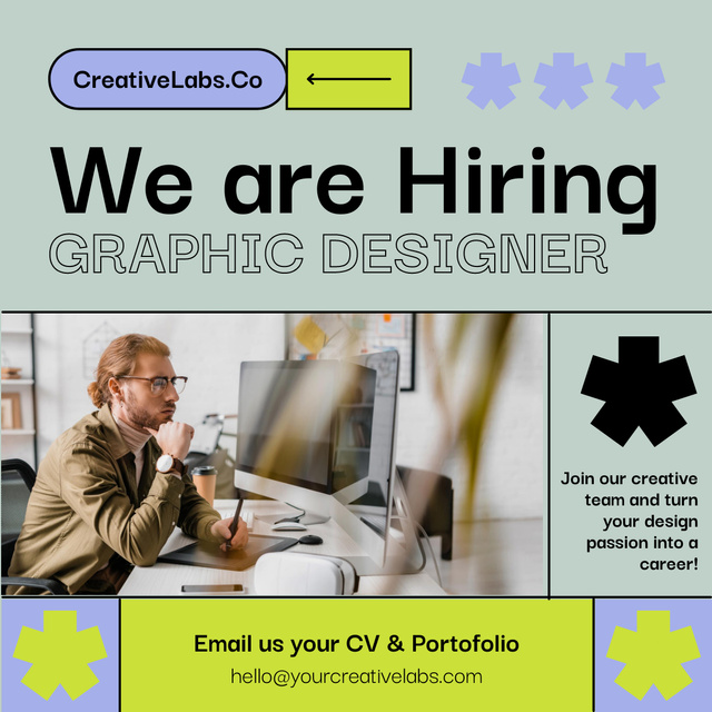 Position of Graphic Designer Is Open Now LinkedIn postデザインテンプレート