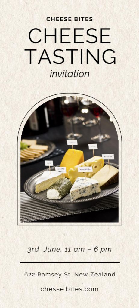 Delicious Cheese Tasting Announcement Invitation 9.5x21cm Šablona návrhu