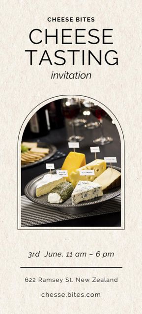 Delicious Cheese Tasting Announcement Invitation 9.5x21cm Design Template