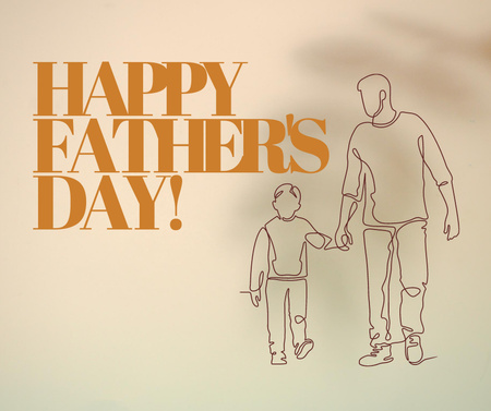 Father's Day Greeting with Dad and Son Illustration Facebook Design Template