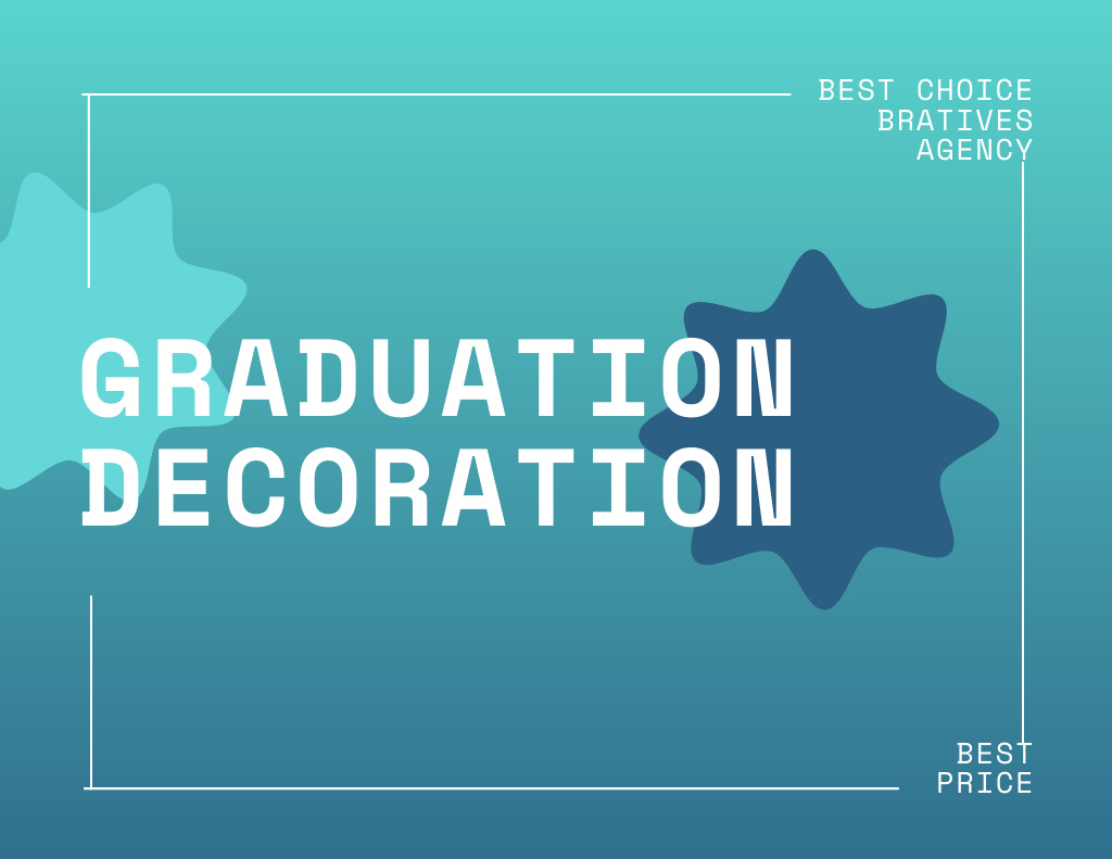 Blue Ad of Graduation Party Decoration Offer Flyer 8.5x11in Horizontal Design Template