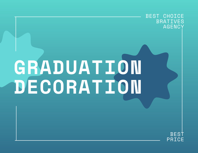 Modèle de visuel Blue Ad of Graduation Party Decoration Offer - Flyer 8.5x11in Horizontal