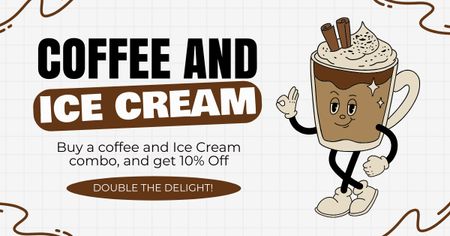 Exquisite Combo Of Coffee And Ice Cream At Discounted Rates Facebook AD Design Template