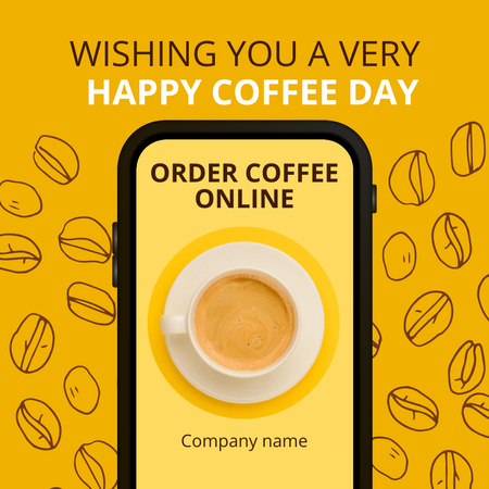 Platilla de diseño Coffee Ordering App for Coffee Shop In Yellow Instagram