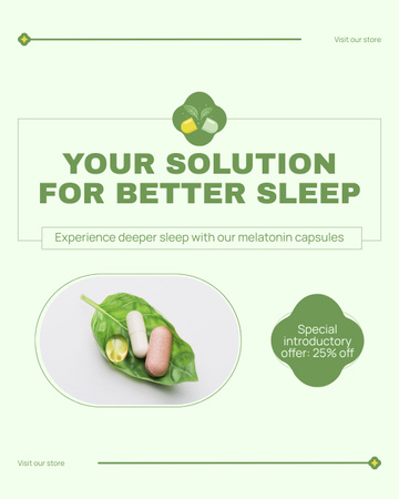Daha İyi Uyku için Diyet Takviyeleri Çözümü Instagram Post Vertical Tasarım Şablonu