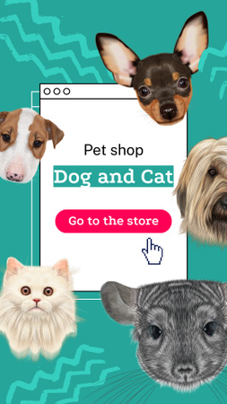 Pet Shop Offer with Cute Animals Instagram Story Design Template