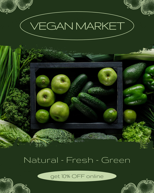 Ontwerpsjabloon van Instagram Post Vertical van Discount on Fresh Produce at Vegan Market