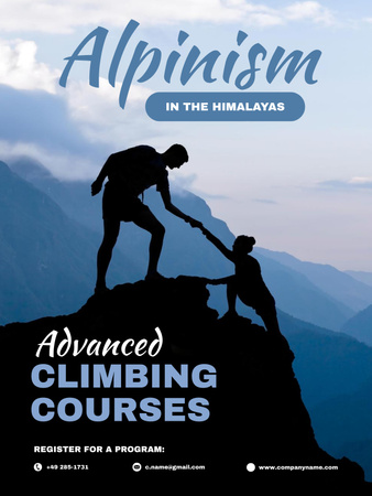 資格のある登山および登山コースの広告 Poster USデザインテンプレート