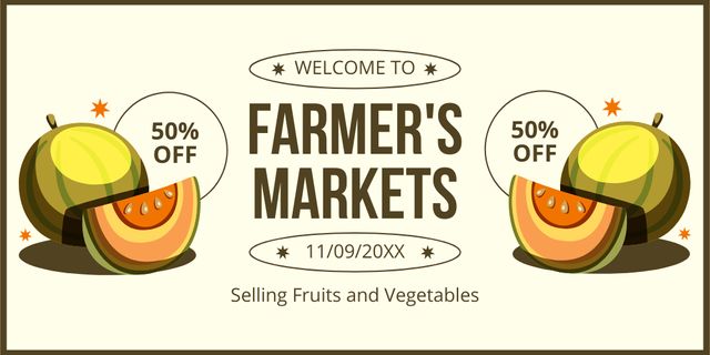 Get a Discount at Farmer's Market Twitter tervezősablon