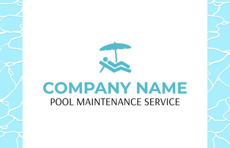 Emblem of Service for Installation of Pools Business Card 85x55mm Design Template