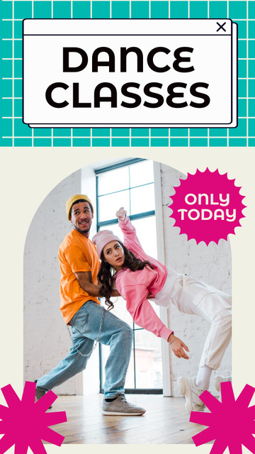 Dance Classes Ad with People dancing Hip Hop in Studio Instagram Storyデザインテンプレート