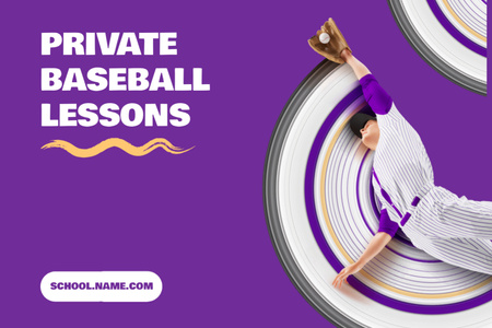 Private Baseball Lessons Ad Postcard 4x6in Design Template