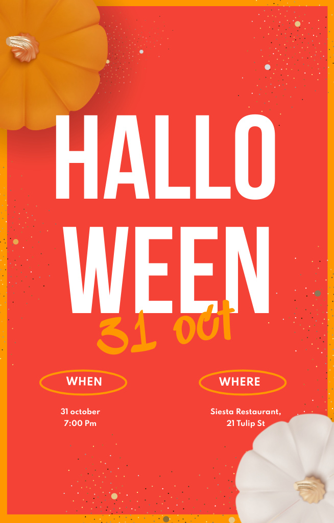 Template di design Halloween Celebration Announcement With Pumpkins in Red Invitation 4.6x7.2in