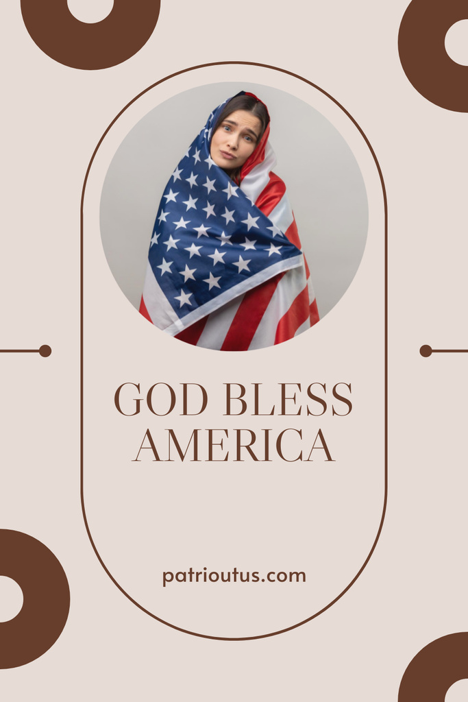 USA Independence Day Celebration Announcement with American Girl Pinterest Tasarım Şablonu