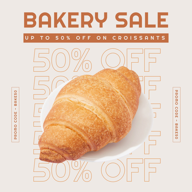 Sale of Fresh Tasty Croissants Instagram Design Template