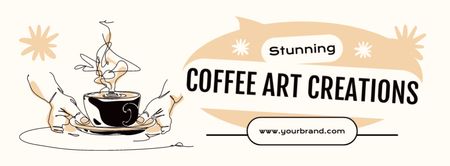 Modèle de visuel Superbe offre d'art de café à la crème dans un café - Facebook cover