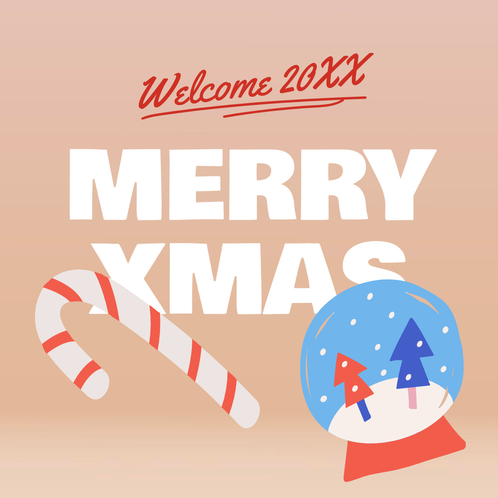 Christmas Greeting with Cute Glass Ball Instagram Design Template