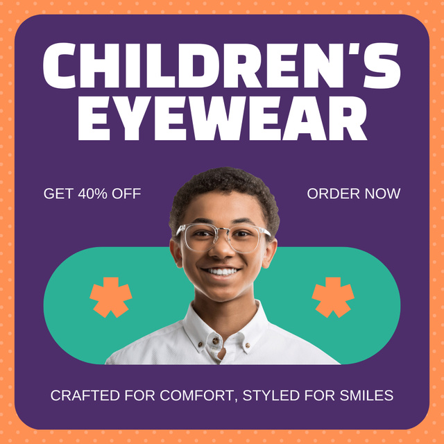 Discount on Comfortable Children's Glasses Instagram ADデザインテンプレート