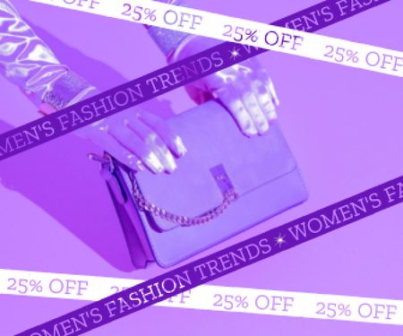 Fashion Ad with Stylish Purple Bag Large Rectangle Design Template