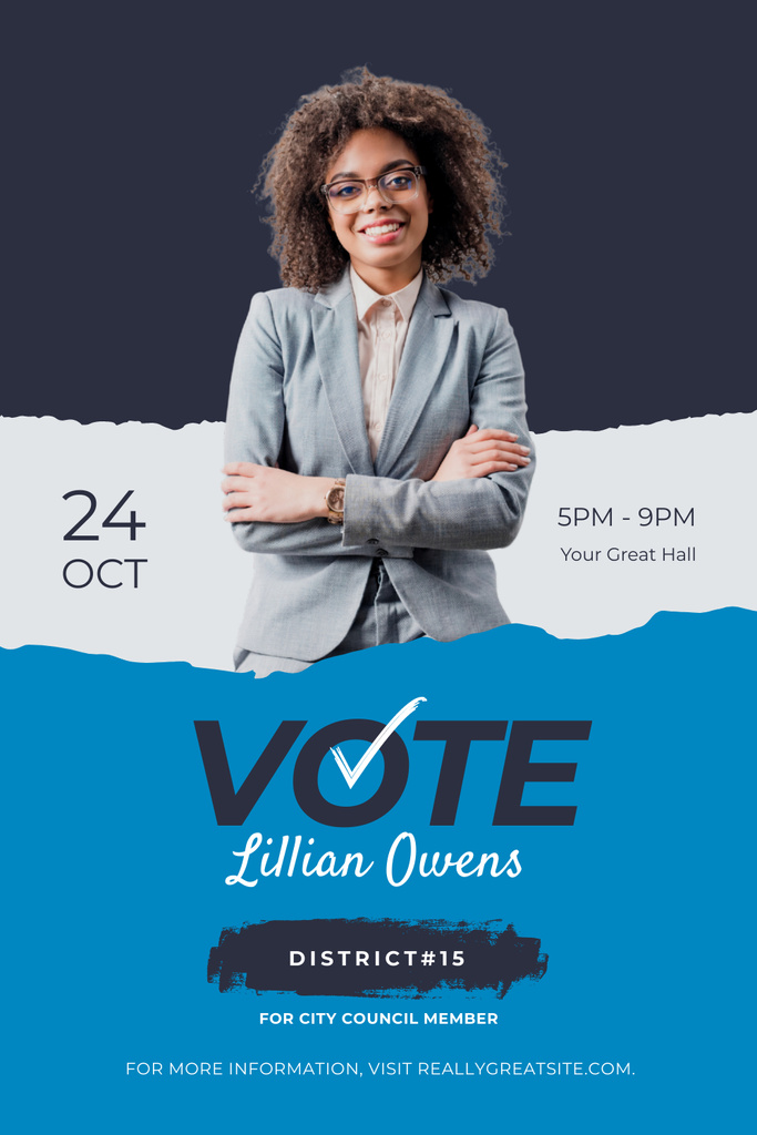 Young Woman Candidacy for Vote Pinterest Design Template