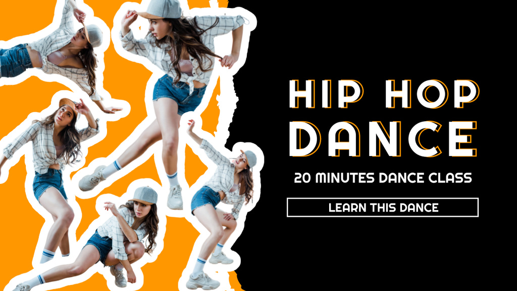 Designvorlage Short Hip Hop Dance Class Announcement für Youtube Thumbnail