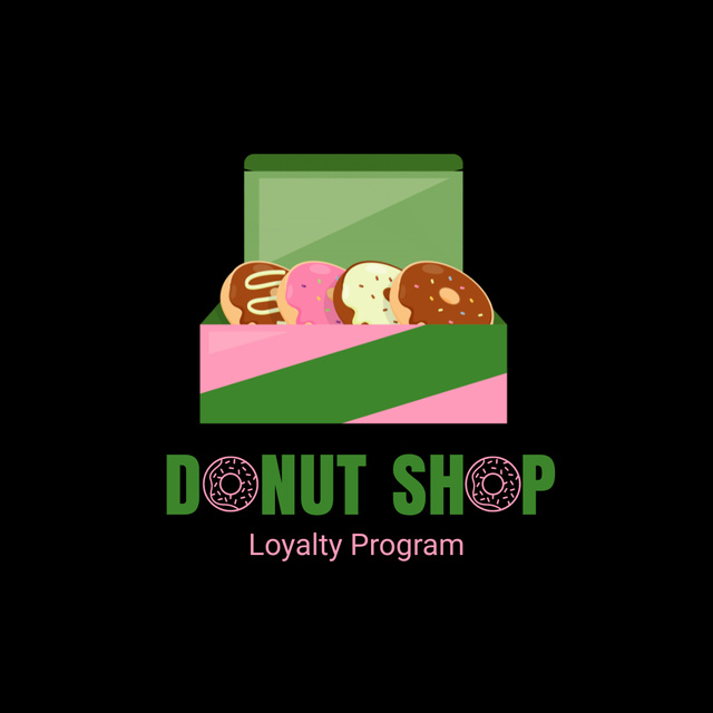 Loyalty Program for Donut Sets in Box Animated Logo Πρότυπο σχεδίασης