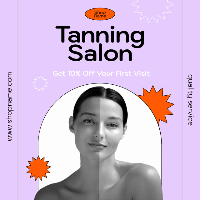 Offer Discounts on First Visit to Tanning Salon Instagram AD Design Template